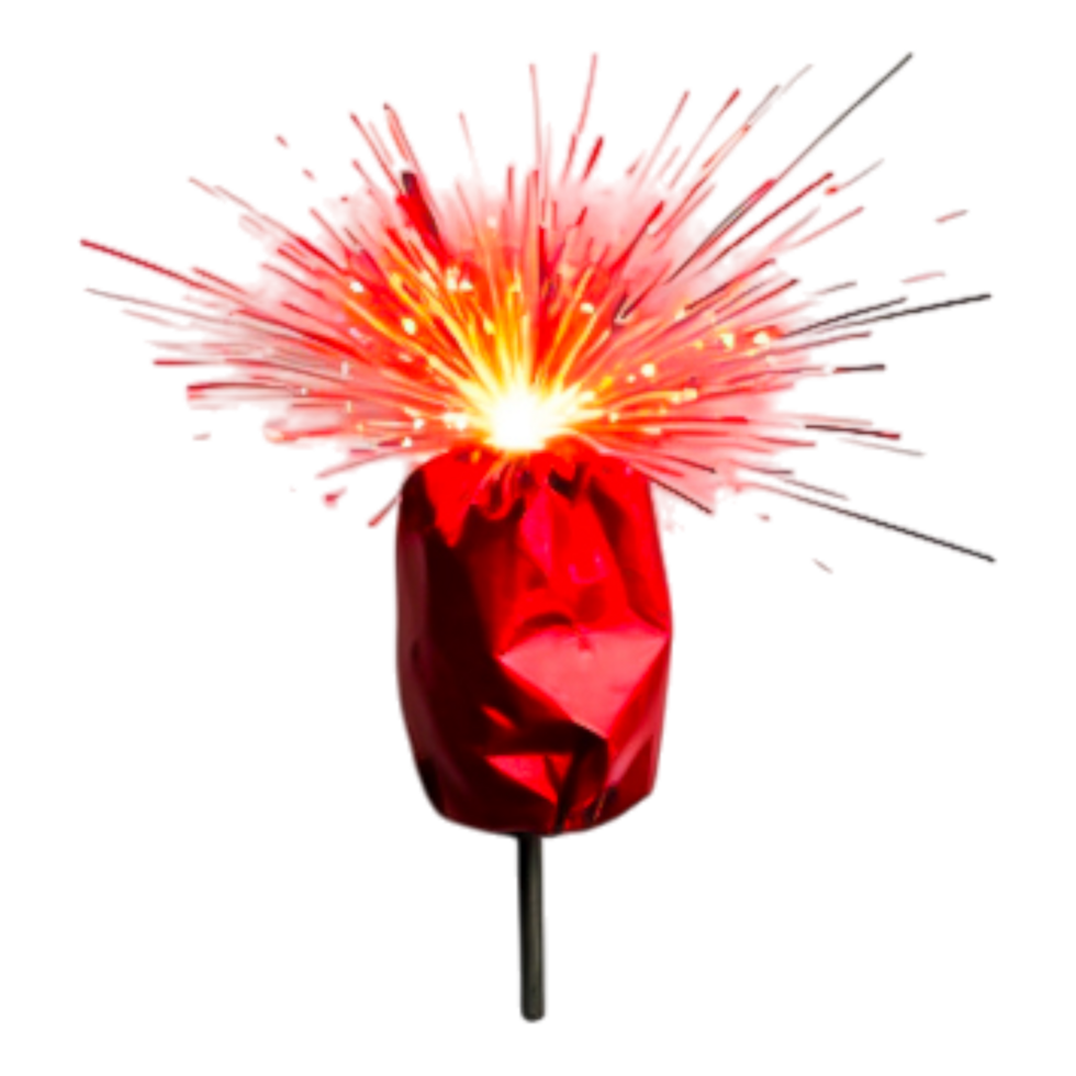 Bright Red Sparkler with Explosive Fireworks Effect in Darkness png