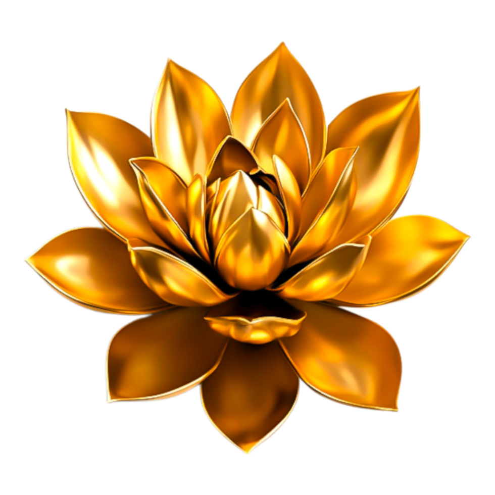Stunning Golden Lotus Flower with Radiant Petals and Elegant Shape png