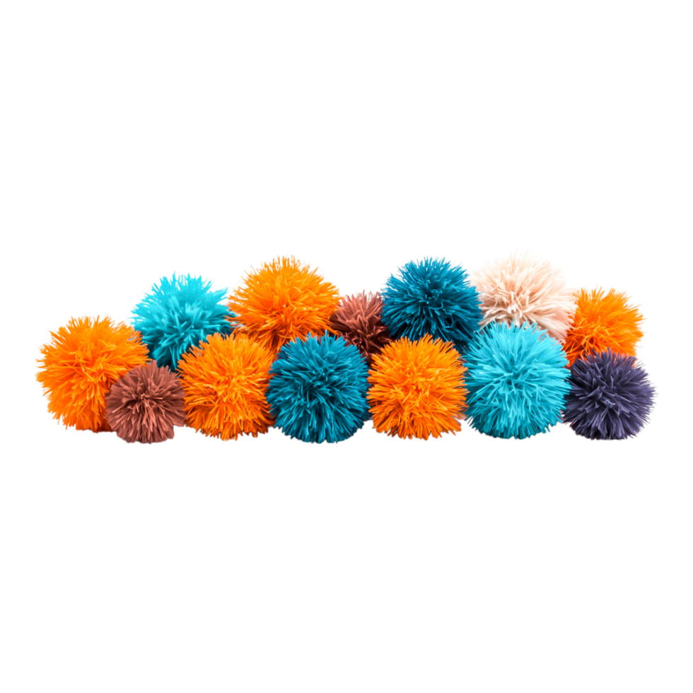Colorful Pom Poms Arrangement for Craft Projects png