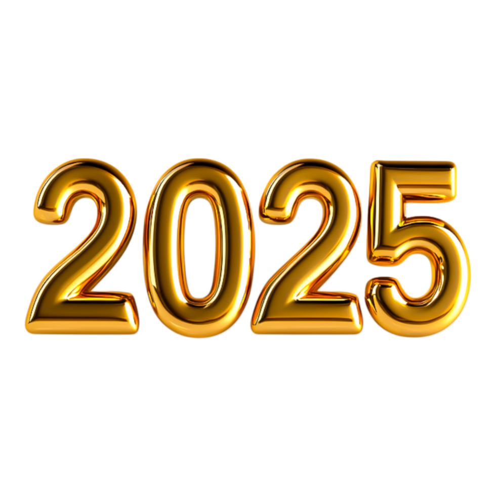 Golden Number 2025 Symbolizing Celebration and New Beginnings png