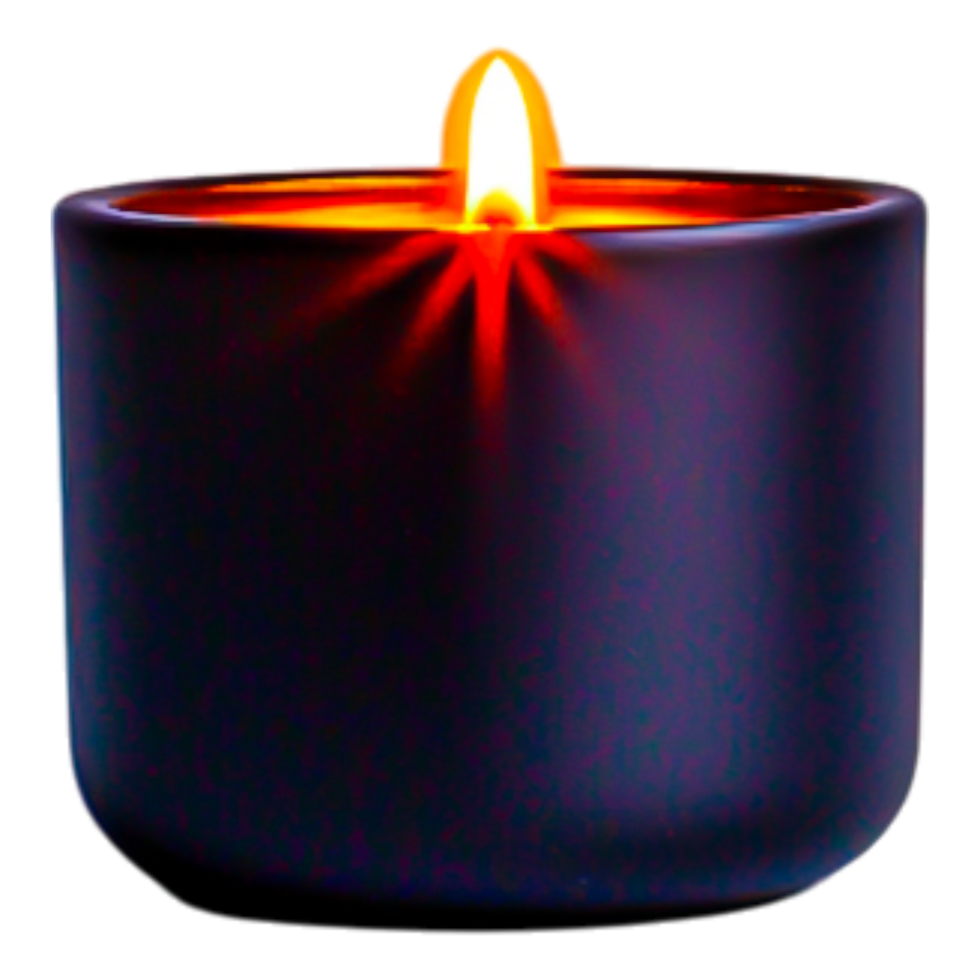 Single Flickering Candle in Dark Container with Warm Glow png