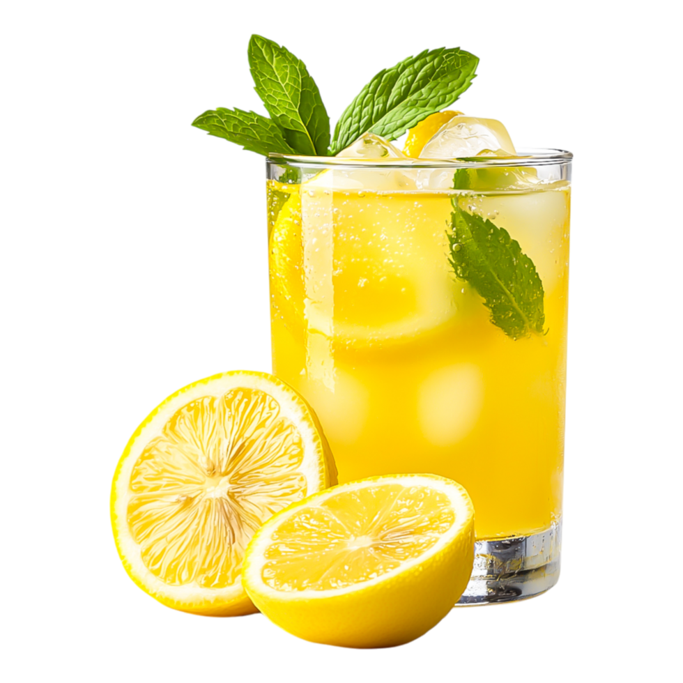 Refreshing Lemonade Drink with Mint and Fresh Lemon Slices png