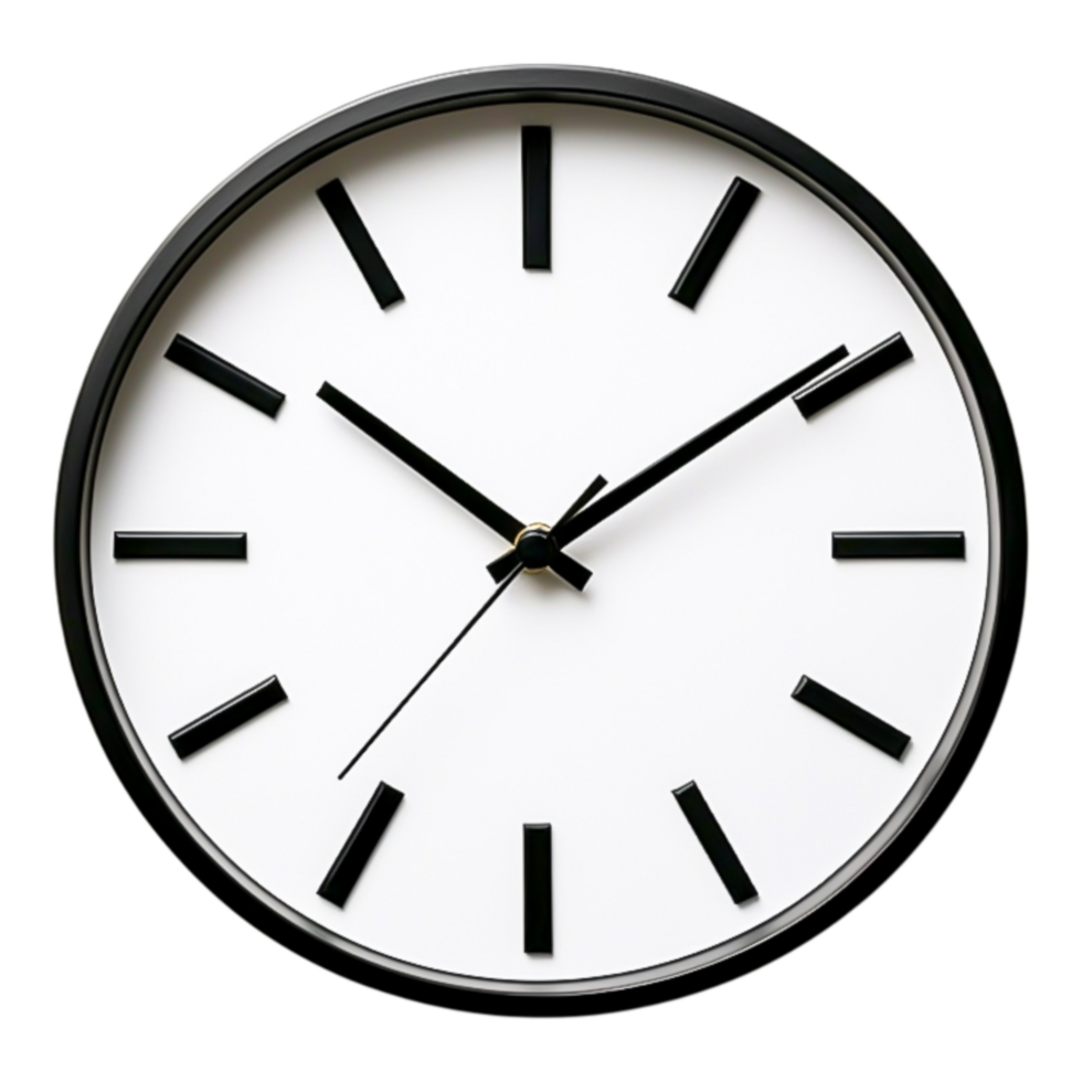 Black and White Wall Clock with Minimalist Design and Large Numbers png