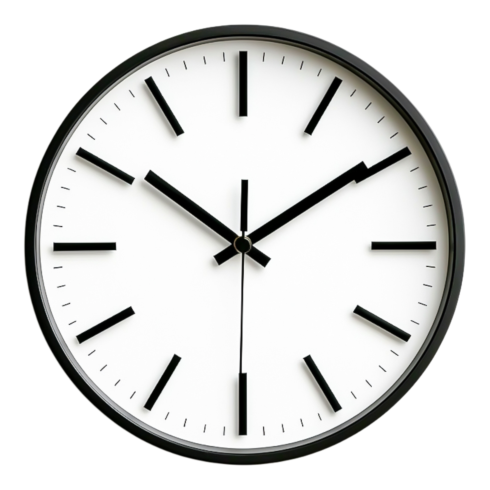 Minimalistic Wall Clock with Simple Design and Black Markings png