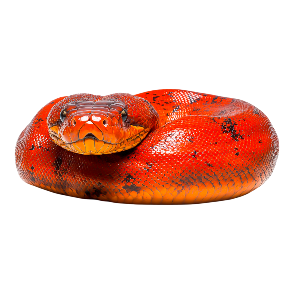 Vibrant Red Snake Resting on a Surface with Glossy Texture png