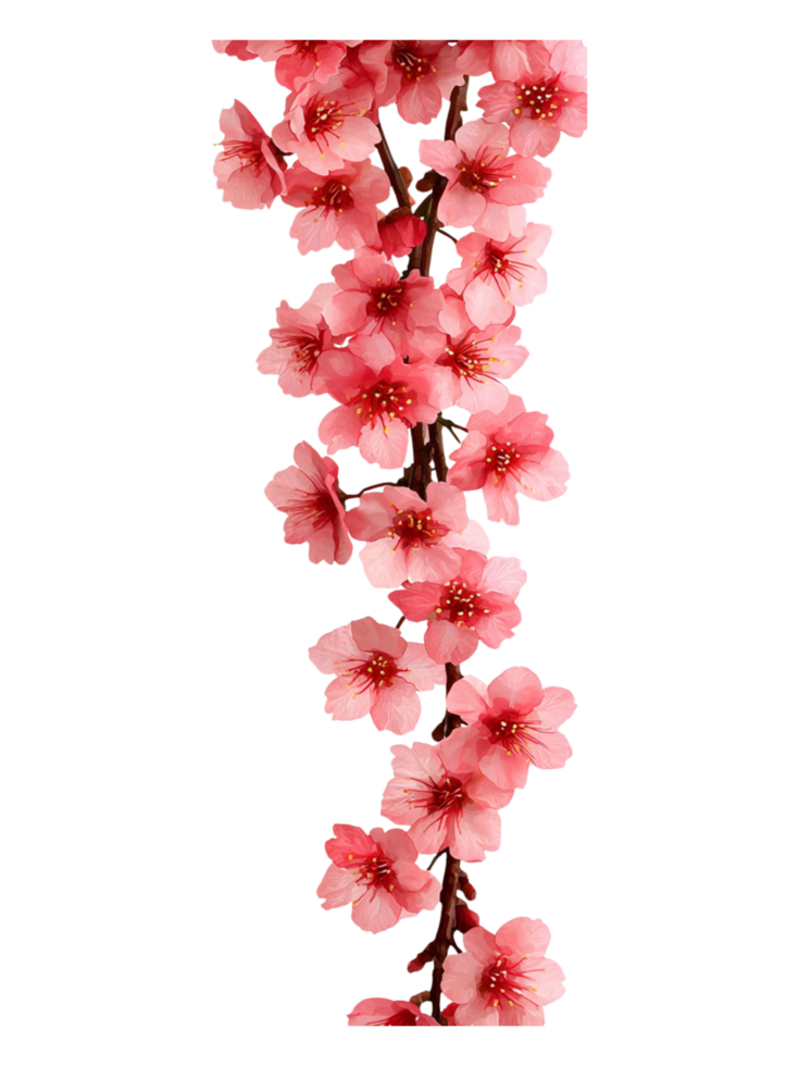 Delicate Pink Cherry Blossom Branch with Beautiful Flowers png