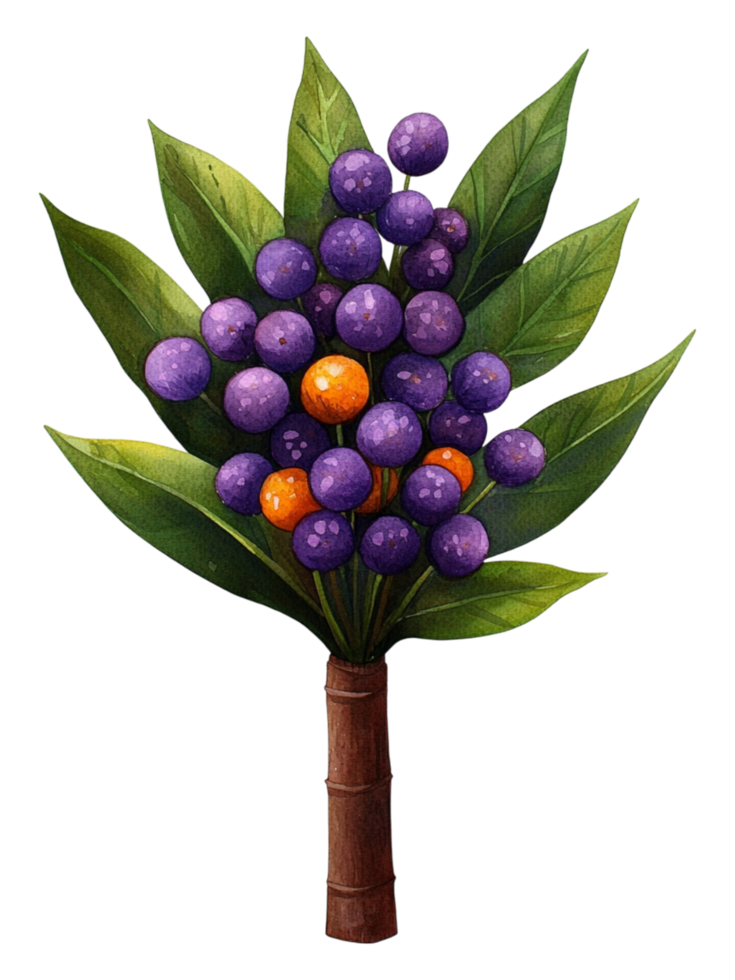 Colorful Bunch of Berries Surrounded by Lush Green Leaves png