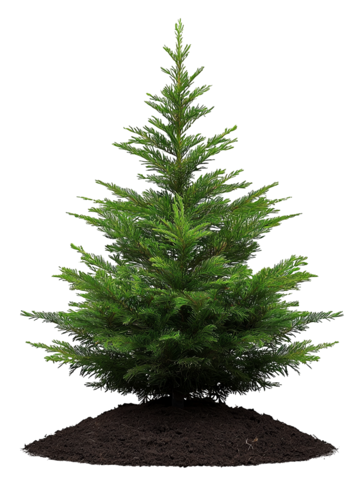 Lush Green Evergreen Tree with Rich Soil png