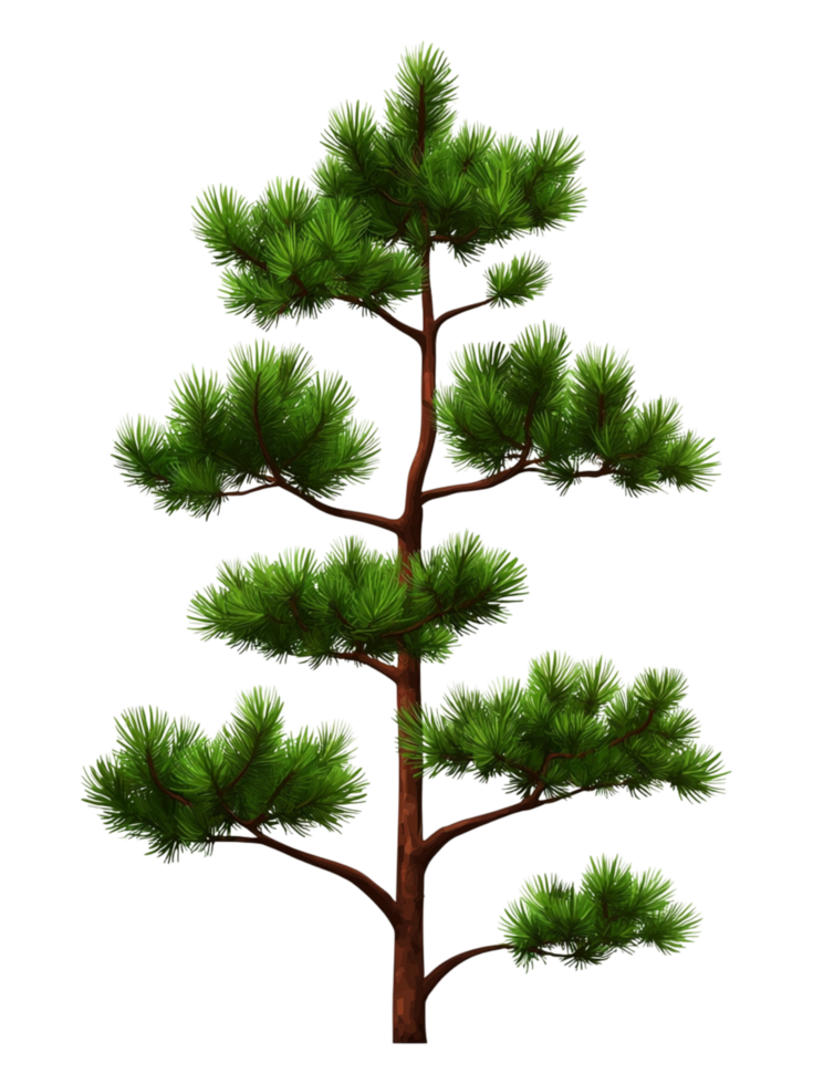 Realistic Illustration of a Green Pine Tree with Branches and Needles png