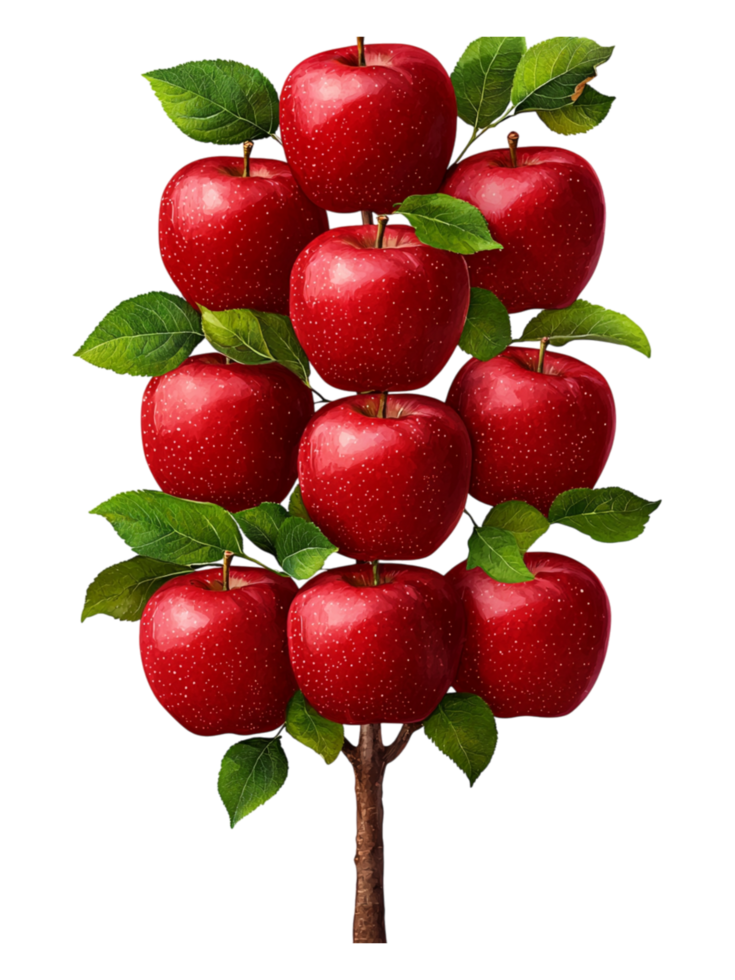 Fresh Red Apples on Tree Branch with Lush Green Leaves Display png