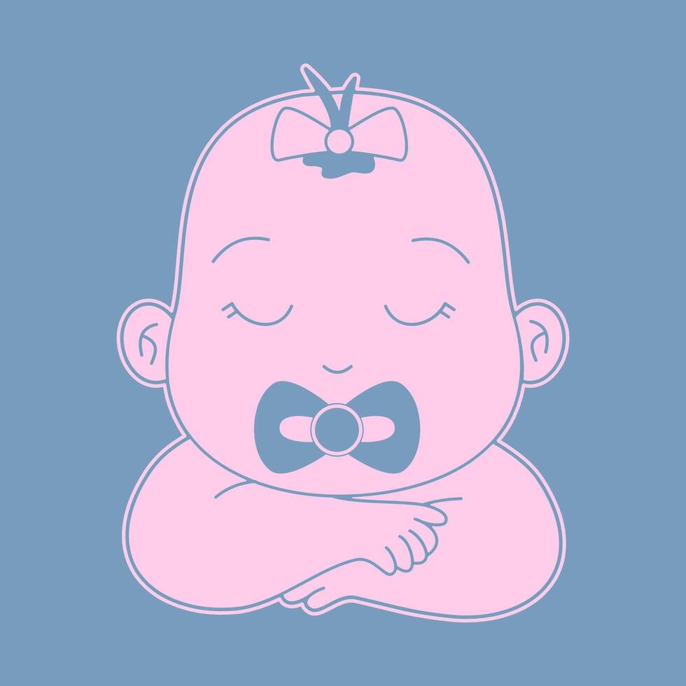 a baby with a pacifier in its mouth vector