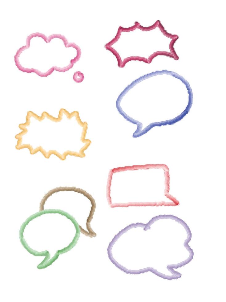 Hand-Drawn Speech Bubble Doodles in Vibrant Colors vector