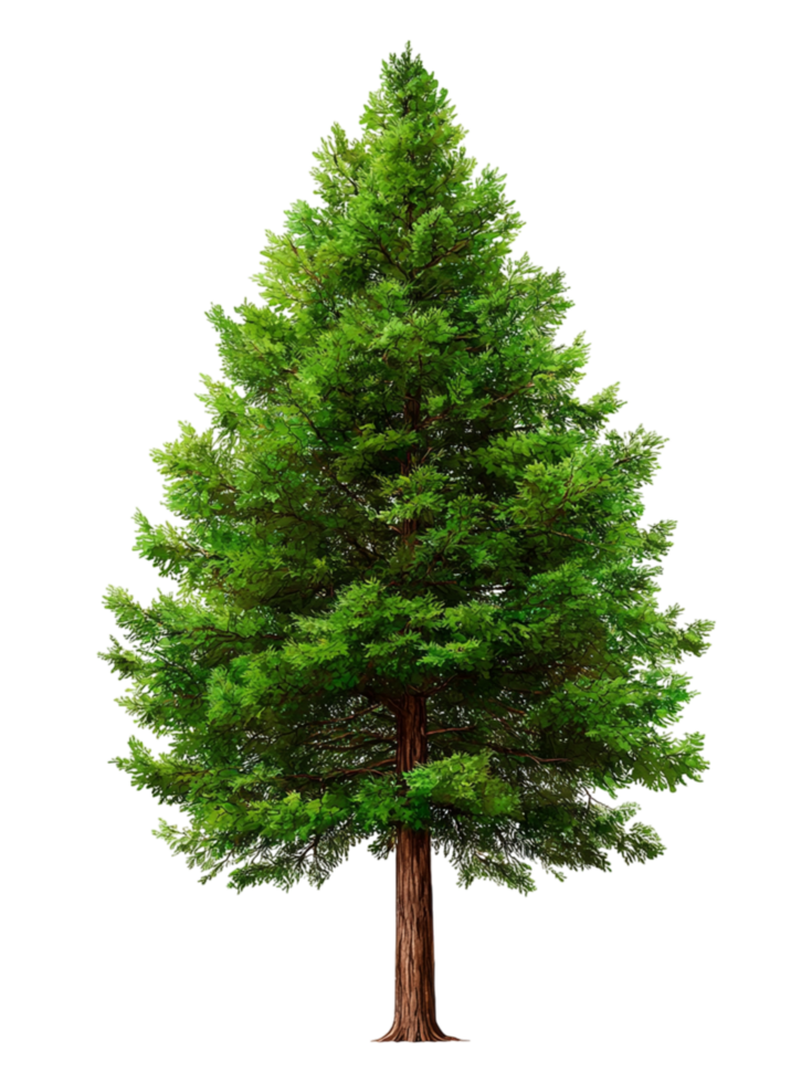 Lush Evergreen Tree with Vibrant Green Foliage and Strong Trunk png