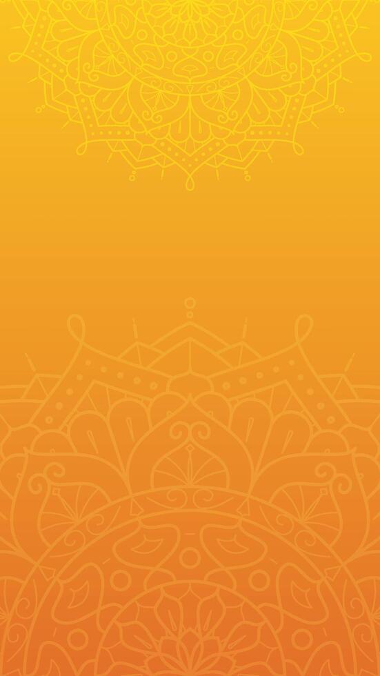 Subtle Delicate And Detailed Mandala Design on Yellow to Orange Gradient Vertical Background vector