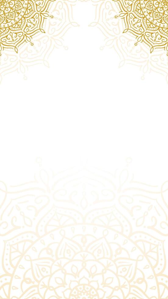 Traditional Mandala Pattern with Floral Details in Yellow On Clean White Vertical Background Design vector