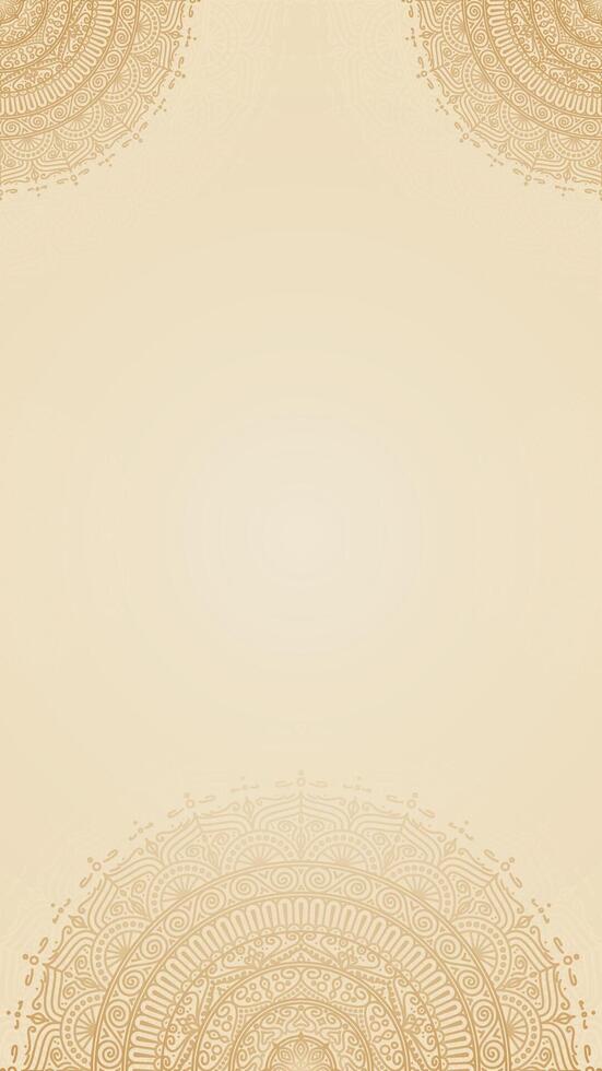 Clean And Simple Traditional Hand Drawn Gold Mandala Art Vertical Background with Intricate Circular Patterns vector