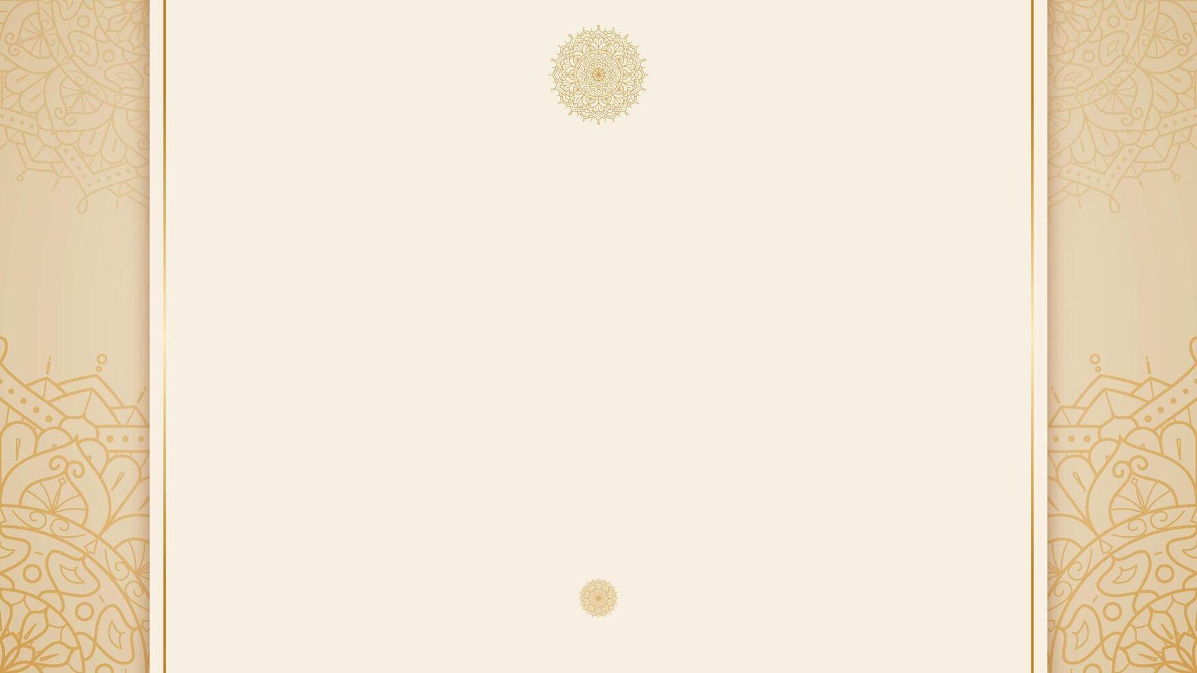 Simple Clean Minimalist Cream Horizontal Invitation Background with Elegant Floral Mandala And Luxury Gold Accents vector