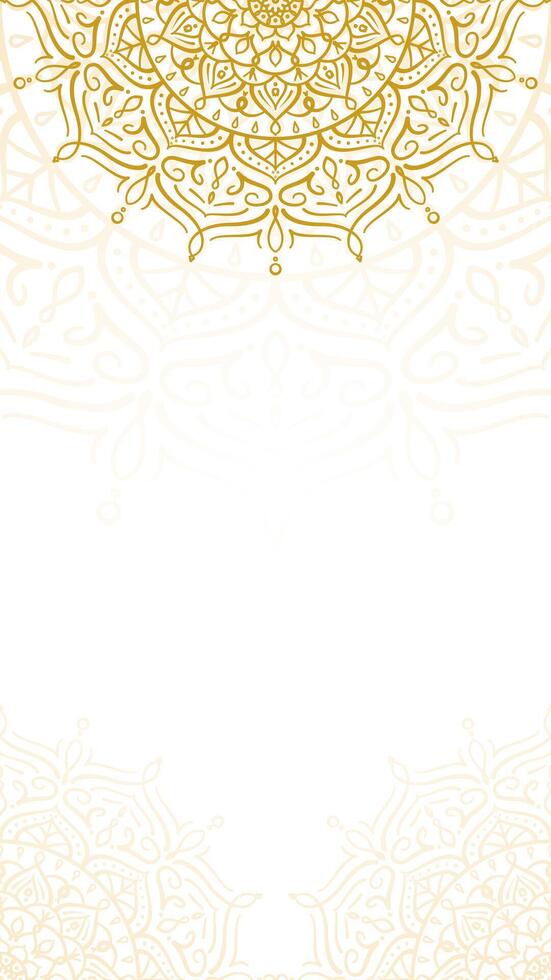 Simple Elegant Gold and White Floral Mandala Art Vertical Background with Intricate Hand Drawn Patterns Design vector