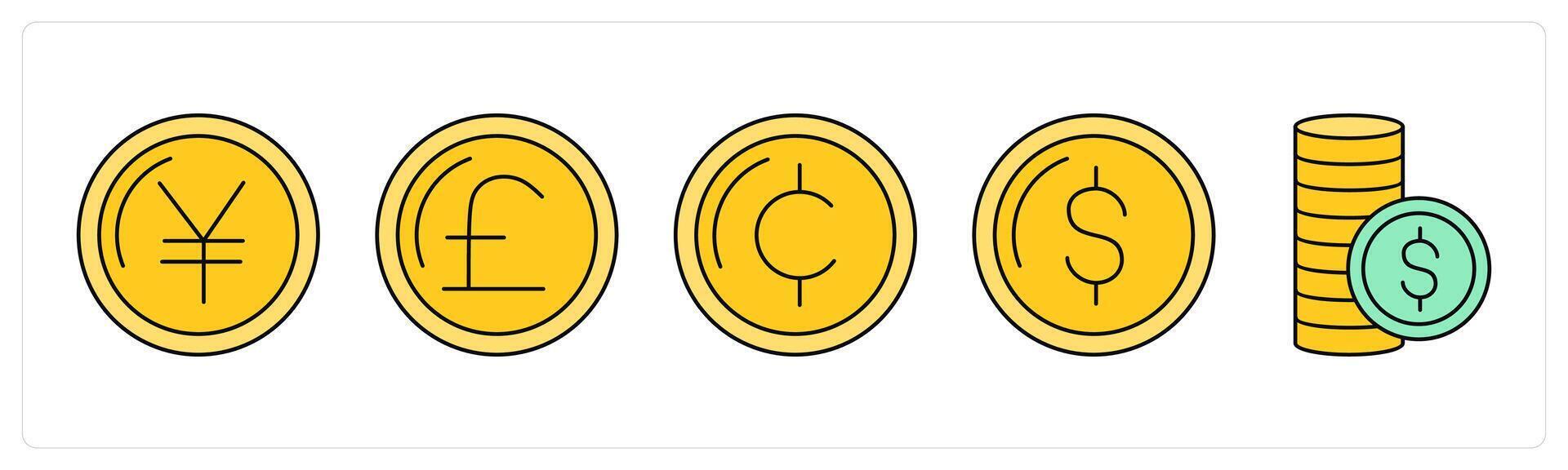 A set of business icons as yen, pound, cent vector
