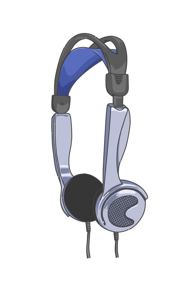 Retro music headset for listening to blue walkman vector