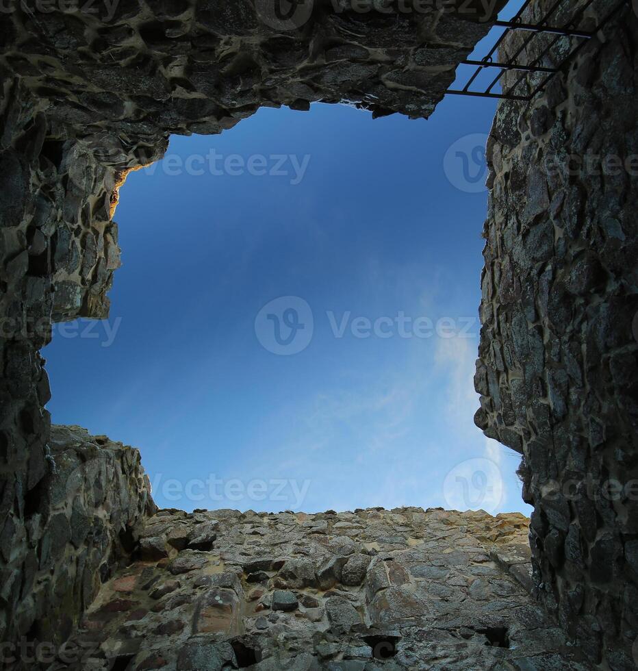 Unusual upward view from a dungeon in Brahehus caste, Jonkopings lan, Sweden photo