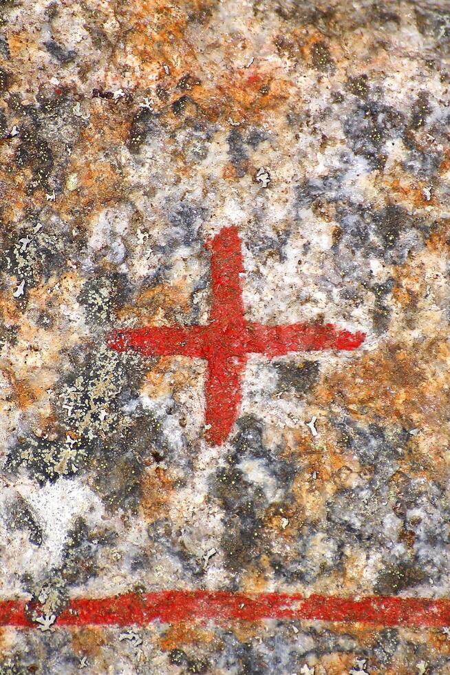 Close up of cross sign from an ancient runestone photo