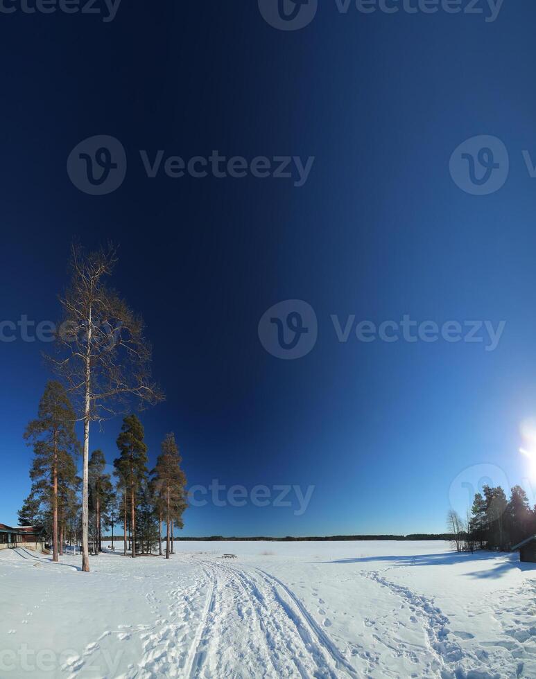 View over lake at resting place Tonnebro in Sweden photo