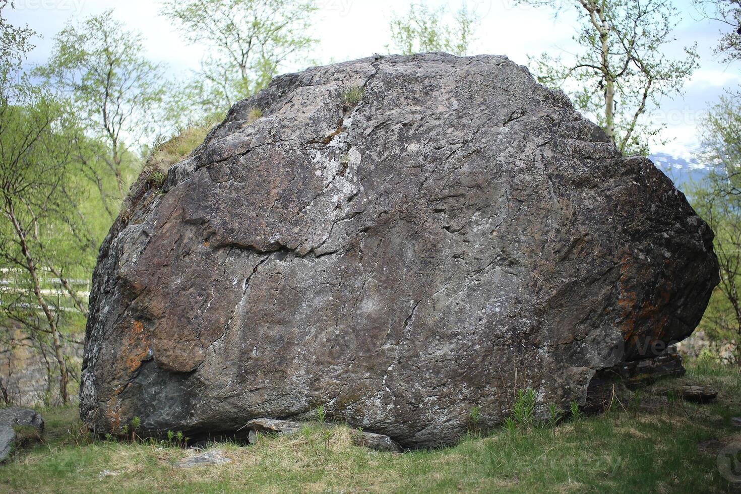 Erratic sandstone block at Abisko in Sweden photo