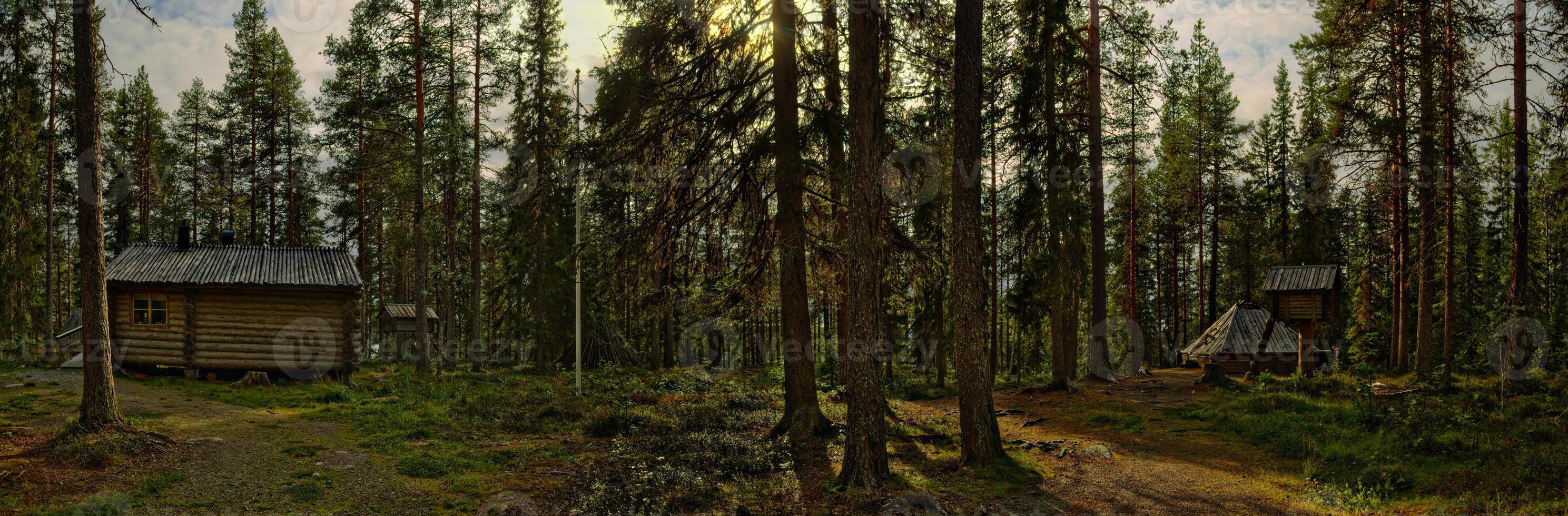 Panorama of Sami camp in Vilhelmina, Sweden photo