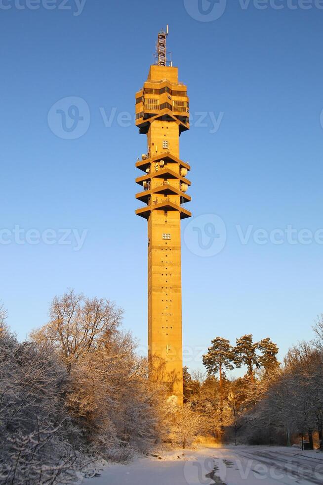Kaknas tower in Stockholm on a winter morning photo
