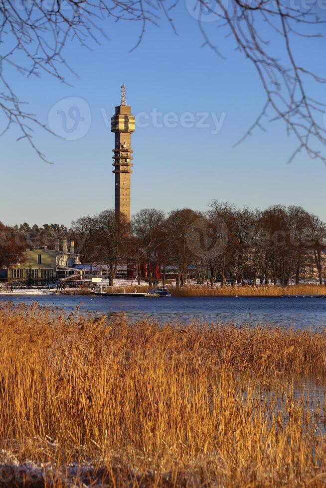 Kaknas tower in Stockholm seen over Djurgardsbrunnsviken photo