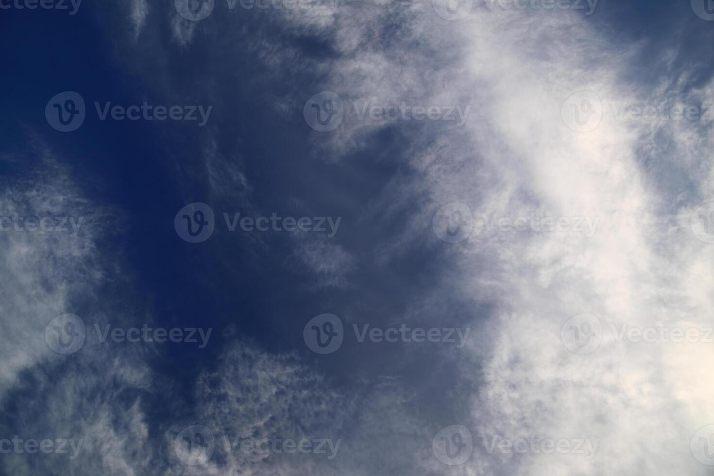 Upward view into sky with various clouds photo
