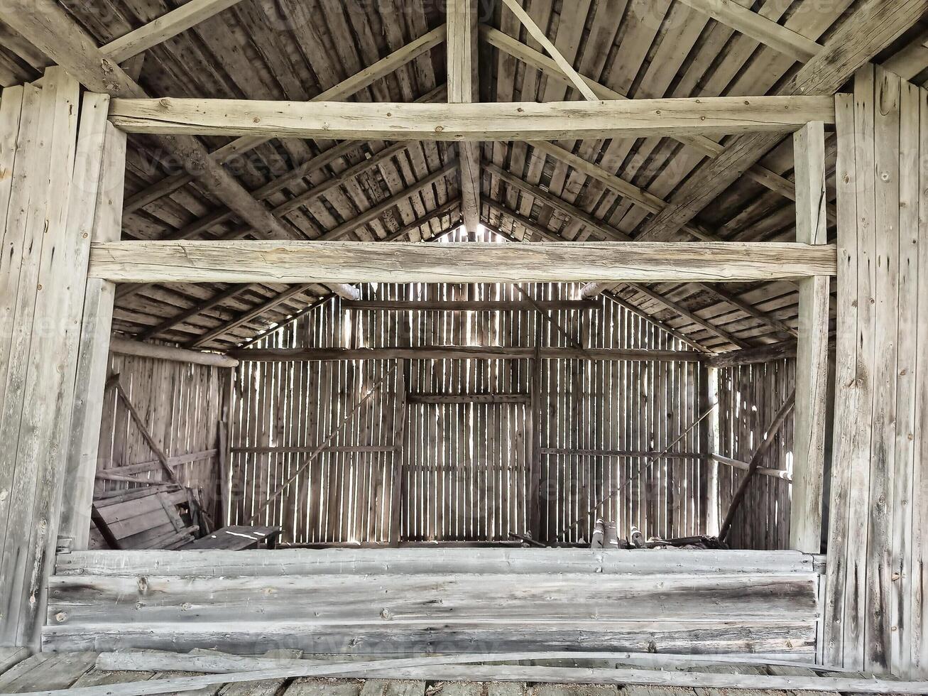 HDR image inside of an old barn photo