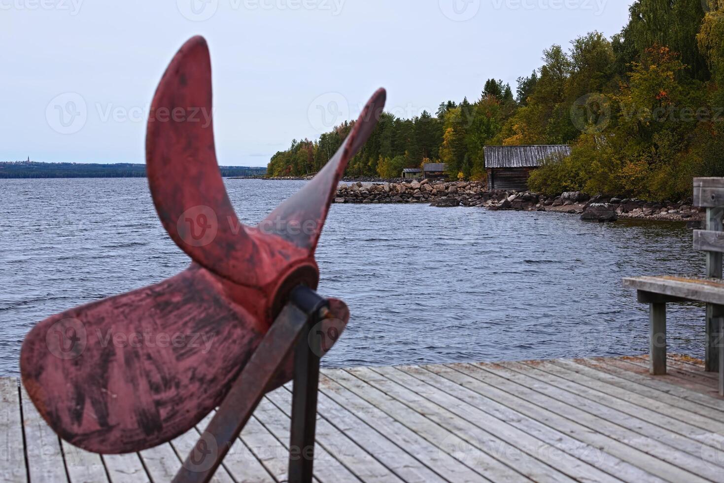 Disused marine propeller at lake Storsjon in Jamtland, Sweden photo