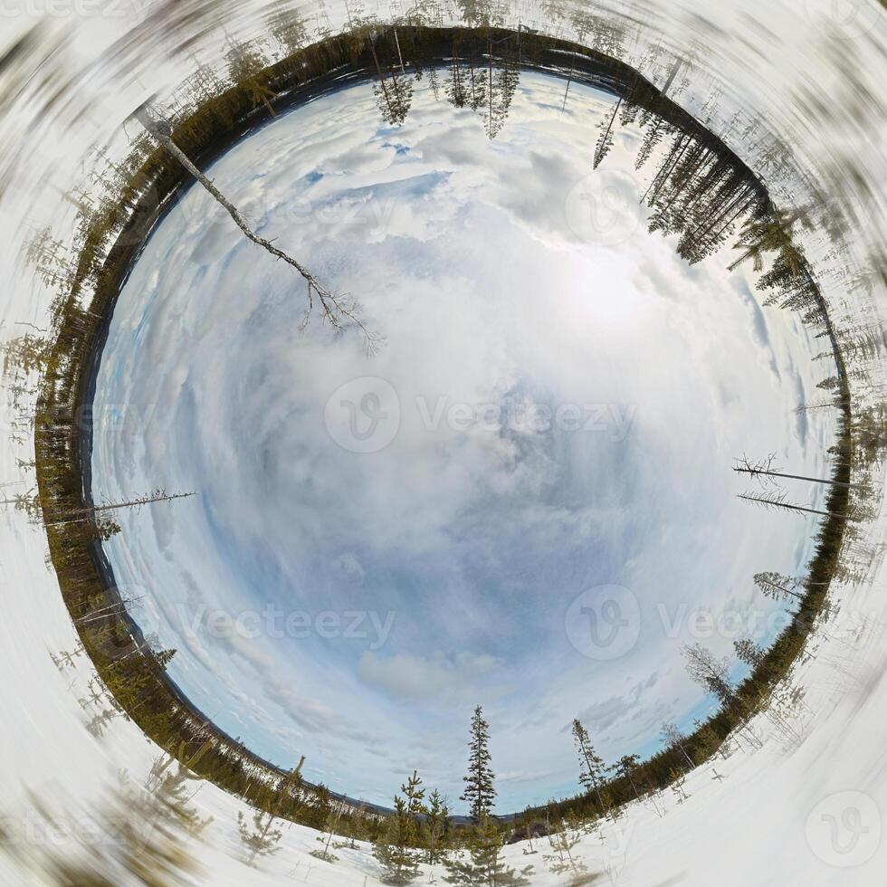 Wide angle upward view from the mountain Granberget with blur effect in the edges photo