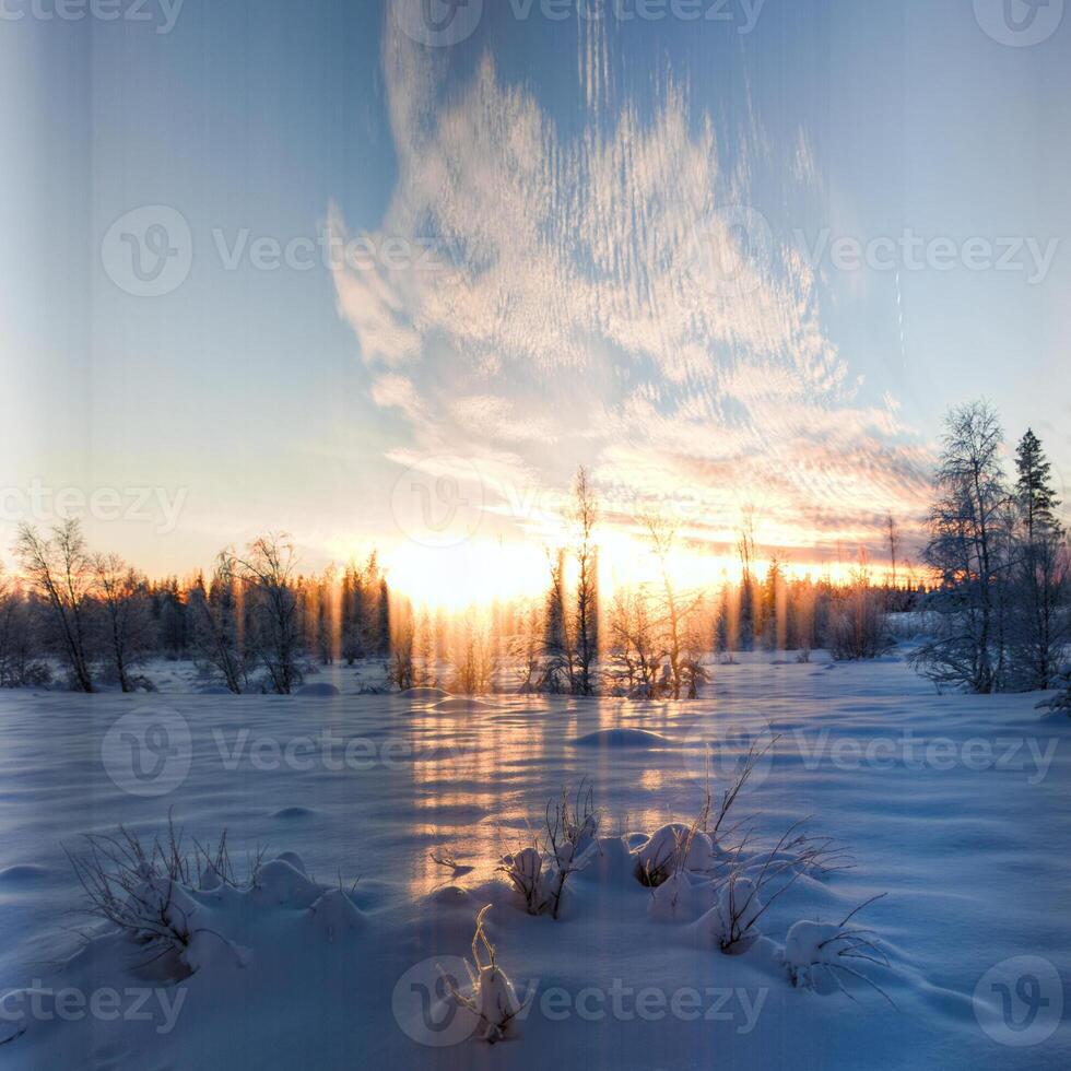 Timeslice of the suns path on the shortest winter day in Swedish Lapland photo