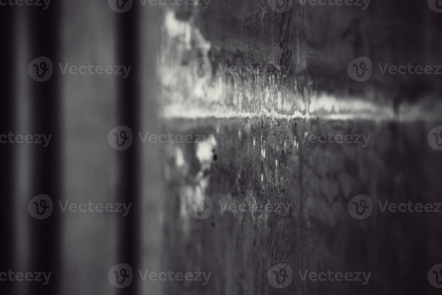 Monochrome image of thick corroded metal plate photo