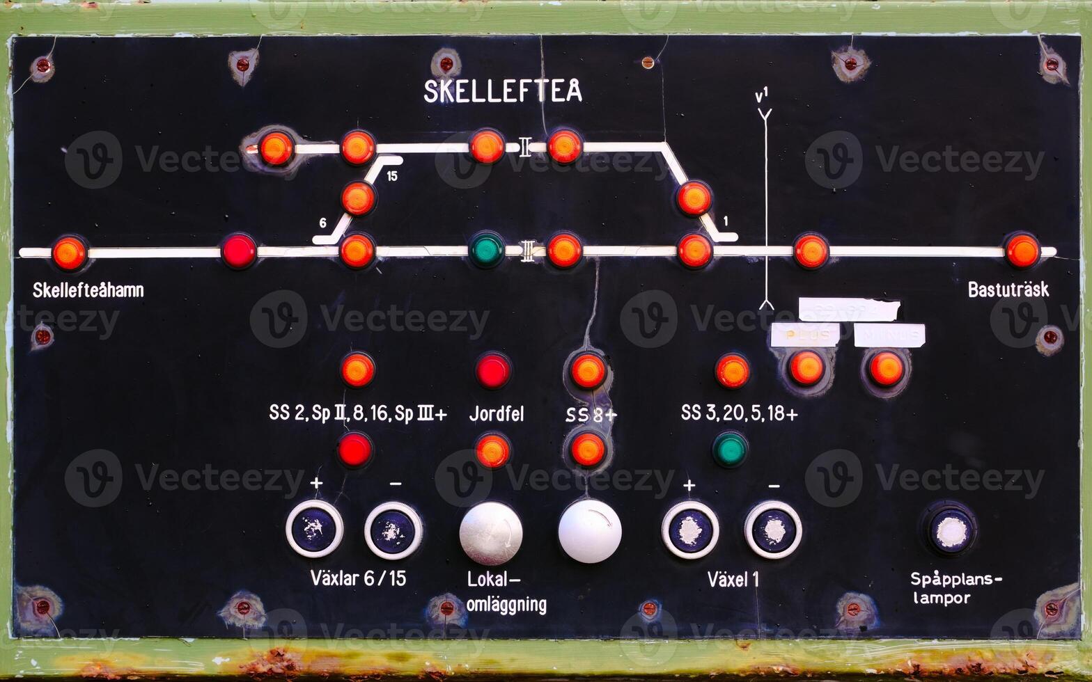 Signalling control panel at a disused station in northern Sweden photo