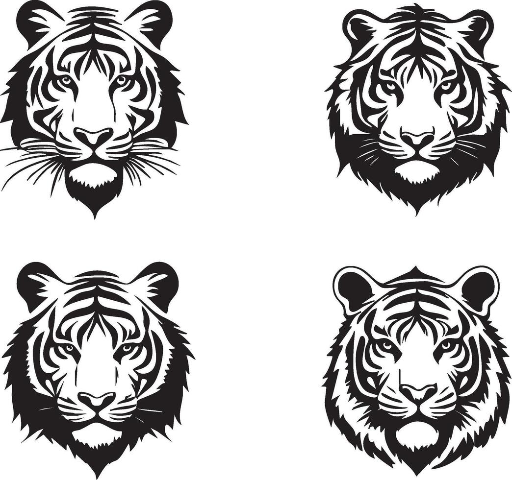 Detailed Tiger Head for Intricate Animal Artworks vector