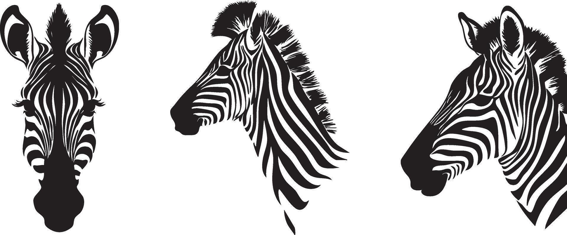 Zebra Head Silhouette for Nature-Themed Designs vector