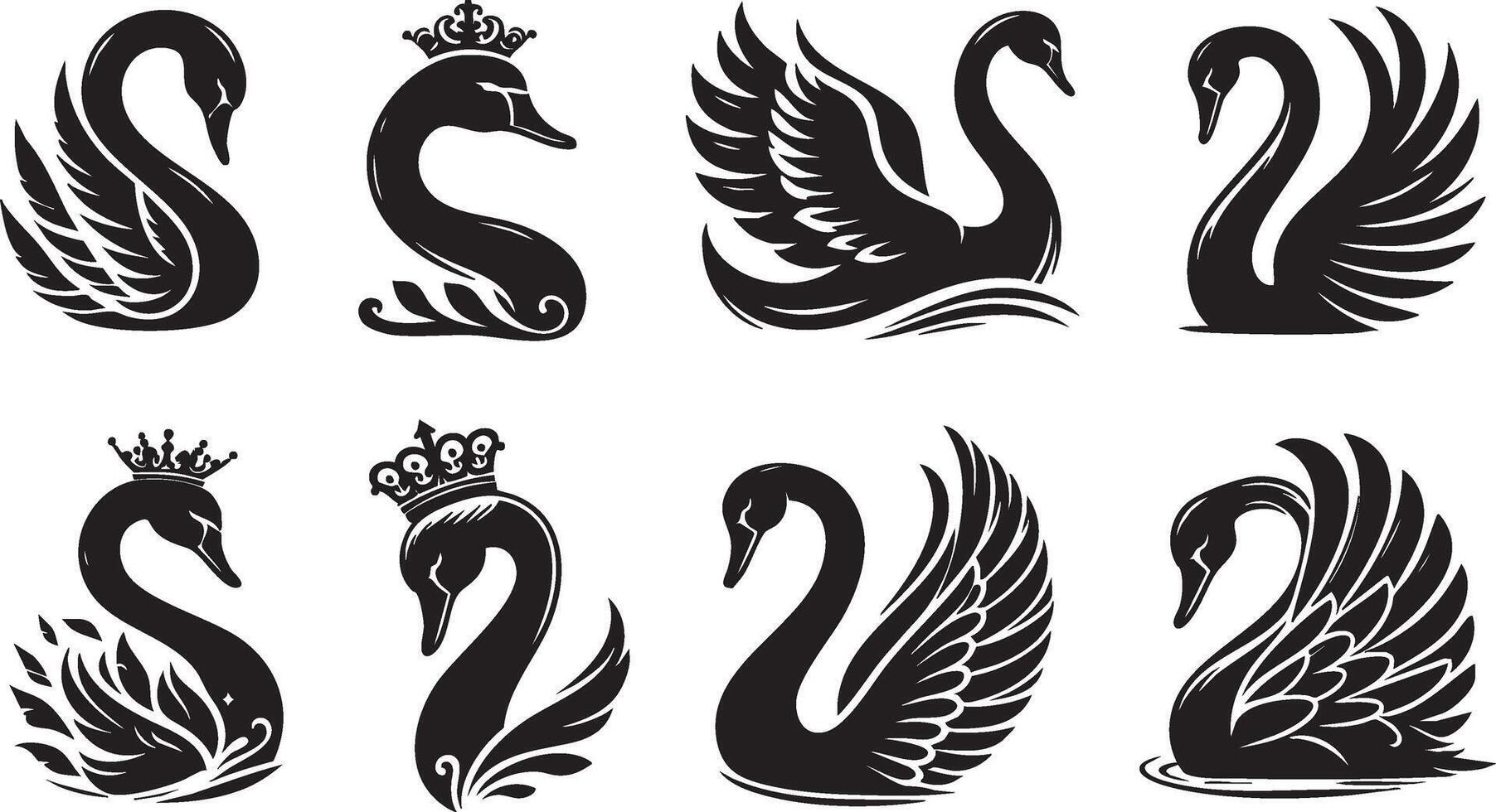 Beautiful Swan in Motion Silhouette Artwork vector