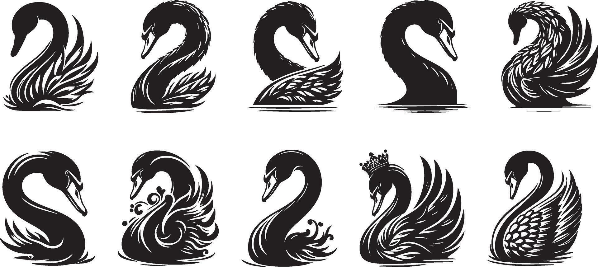 Silhouette of a Swan Elegant Bird Outline vector