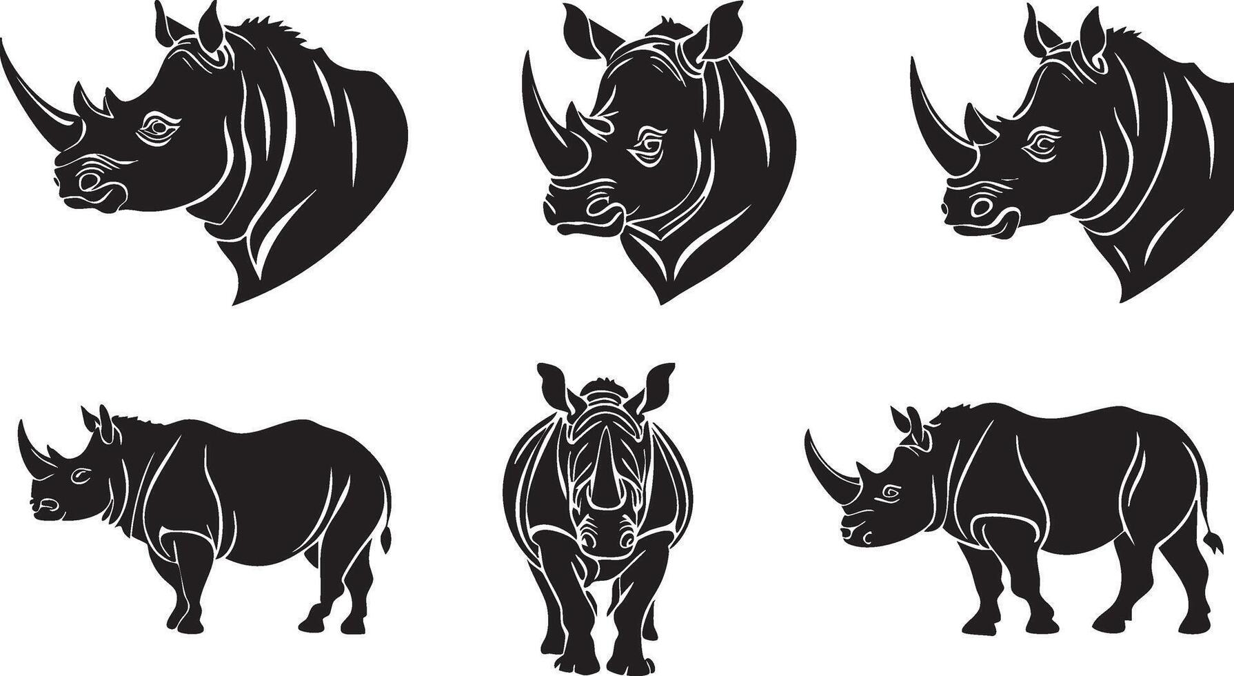 Elegant Rhinoceros Portrait Illustration for Modern Artworks vector