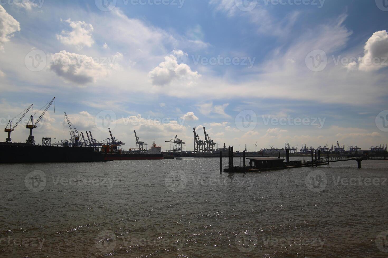 View over industrial port of Hamburg in Germany photo