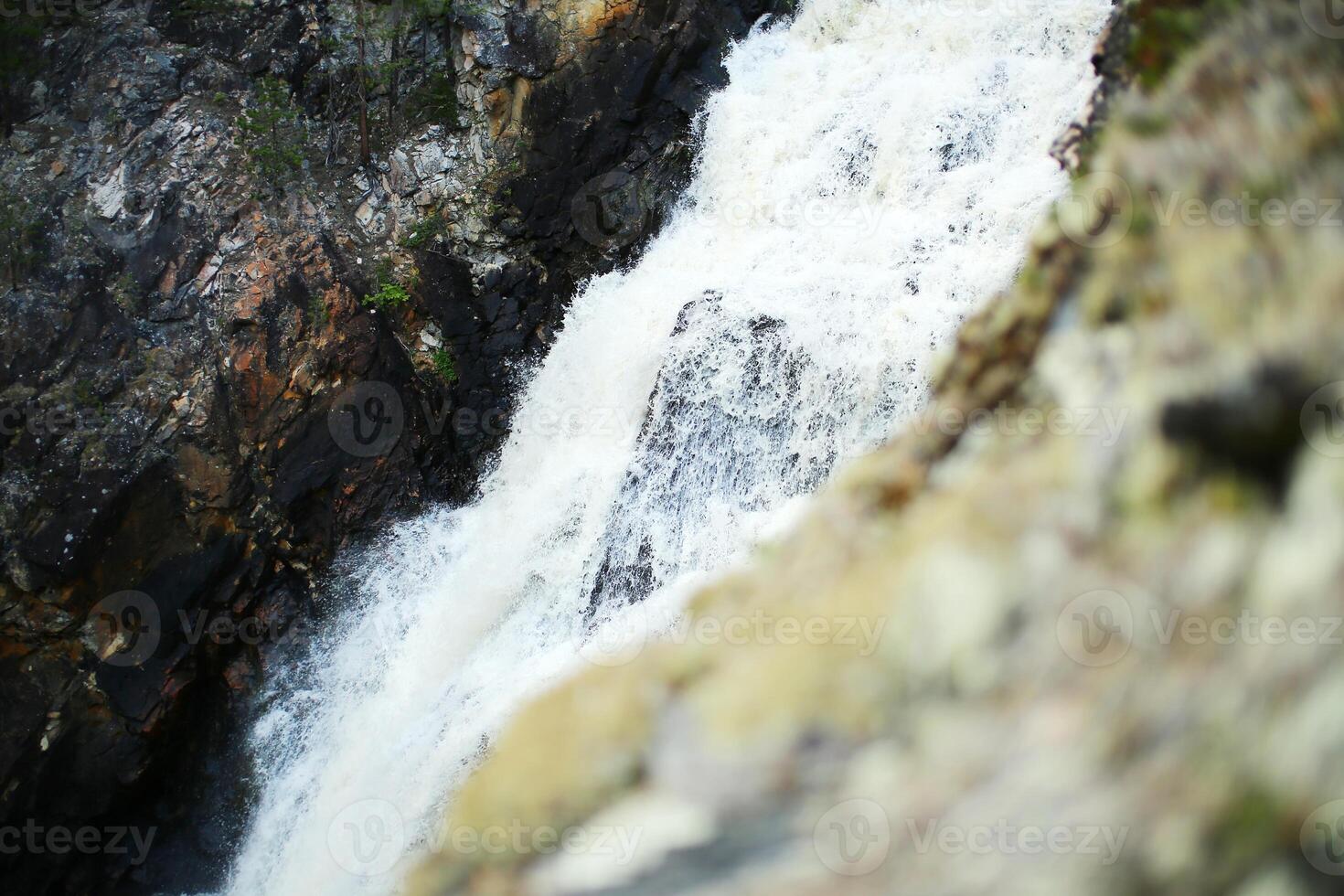 Close up of waterfall in Muddus National Park in Sweden photo