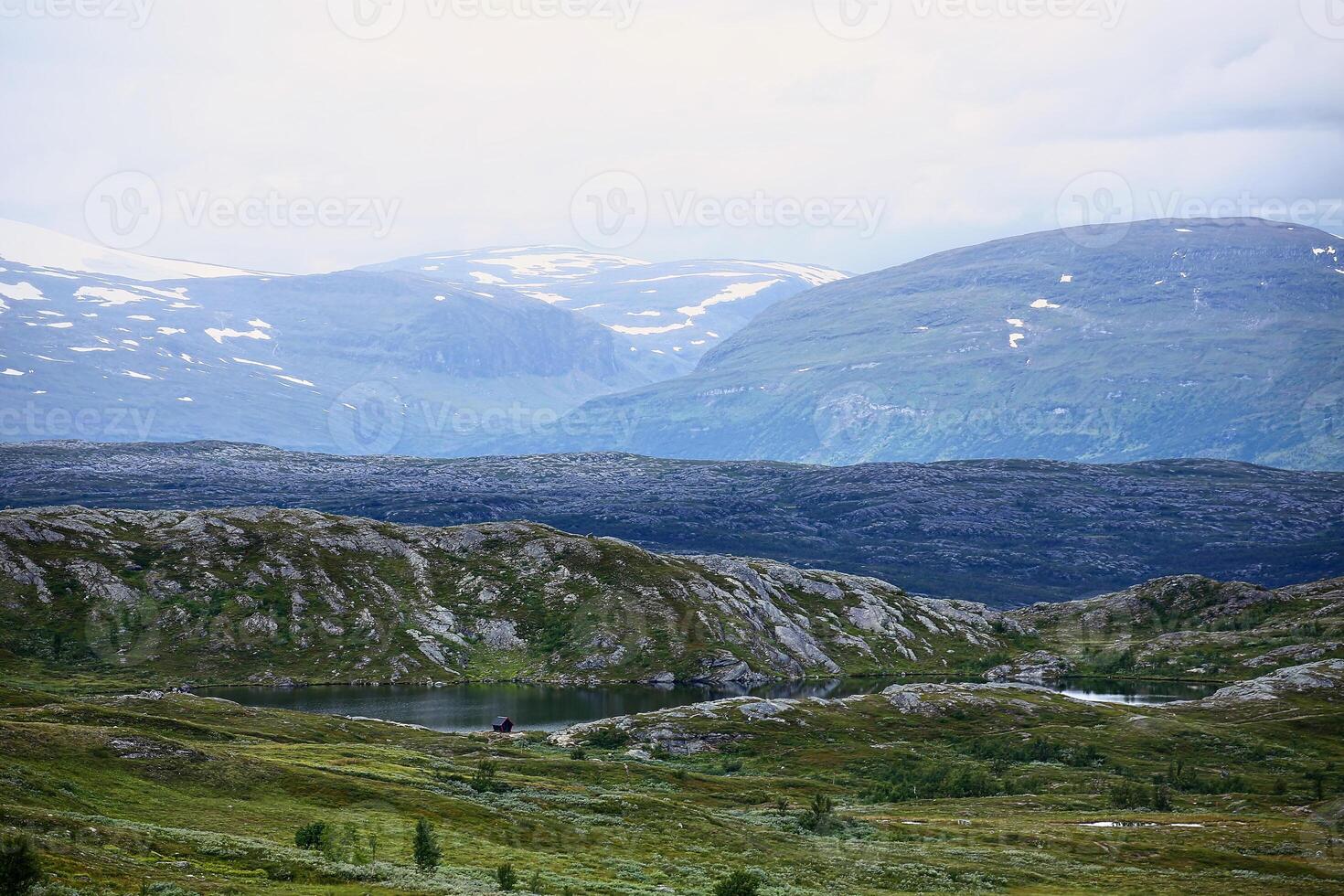 Lake and mountain landscape in Swedish Lapland photo