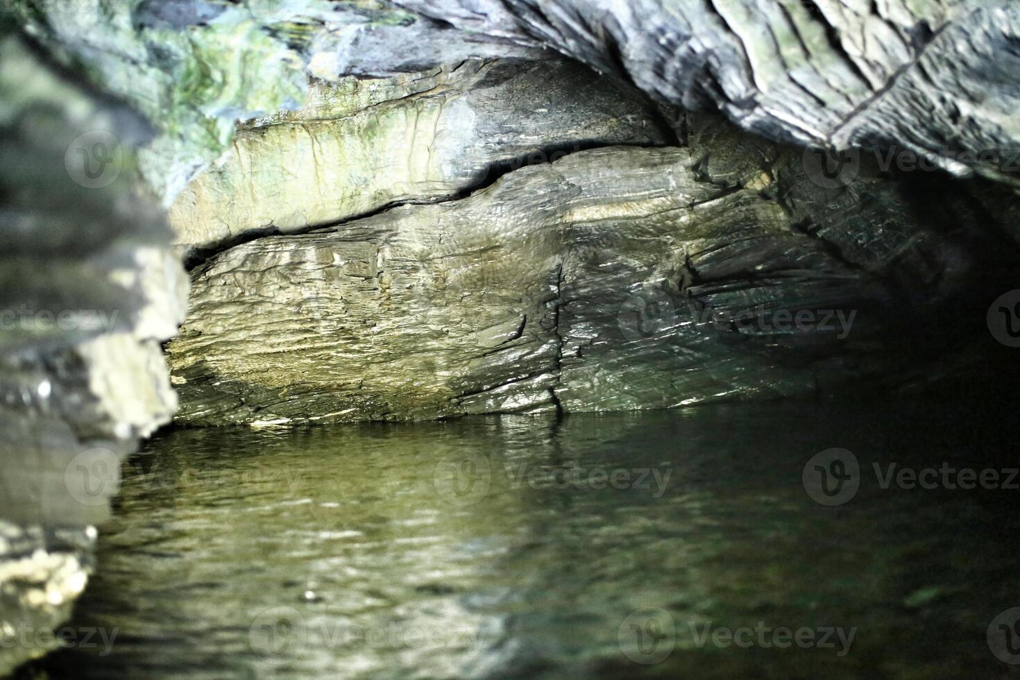 Water level inside Bjorkliden Cave in Swedish Lapland photo