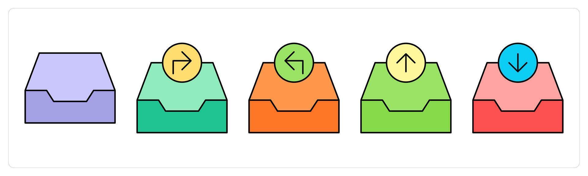A set of mail icons as archive, send archive, receive archive vector