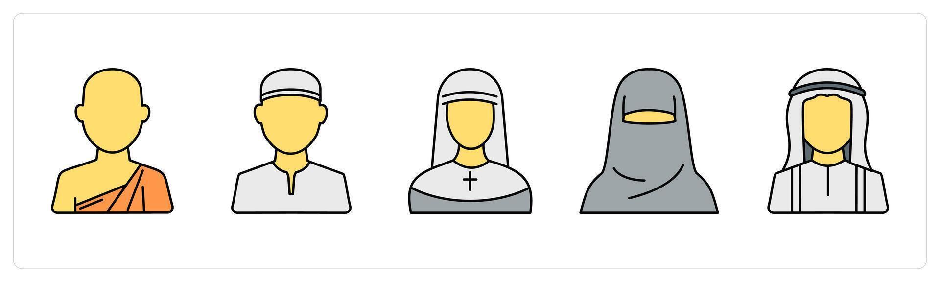 A set of people icons as hindu, muslim, christian woman vector