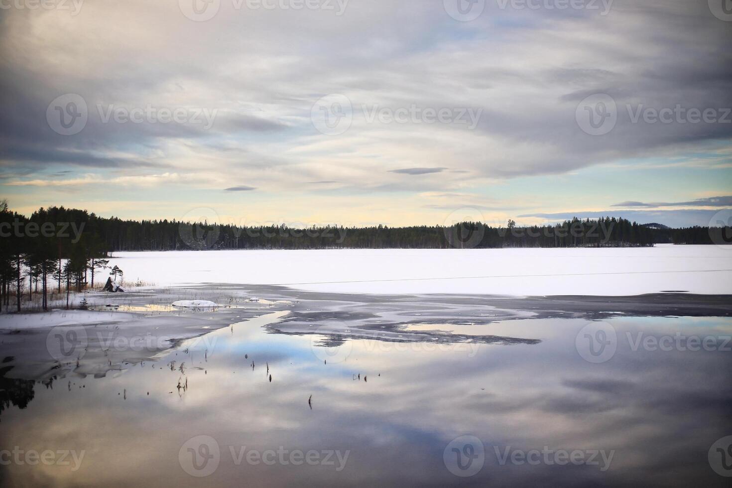 View over Lake Ektjarnen in northern Sweden photo